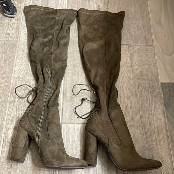olive green over the knee boots